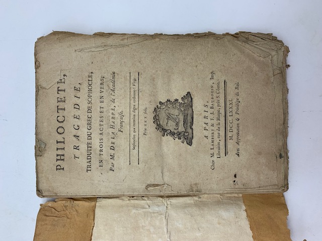 Philoctete. Tragedie traduite du grec de Sophocle ent trois actes et en vers